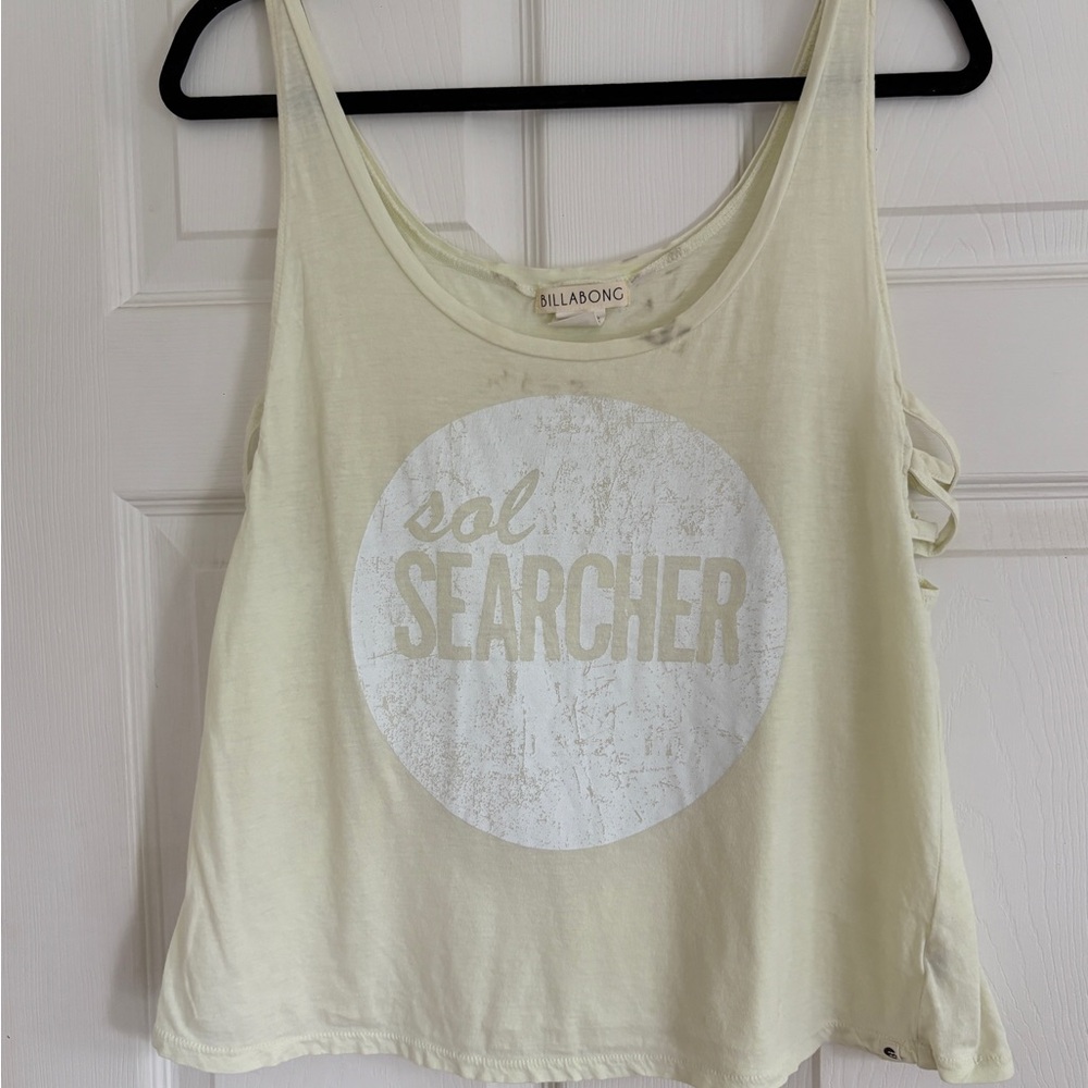 Billabong Pale Yellow Sleeveless Crop Tank Top